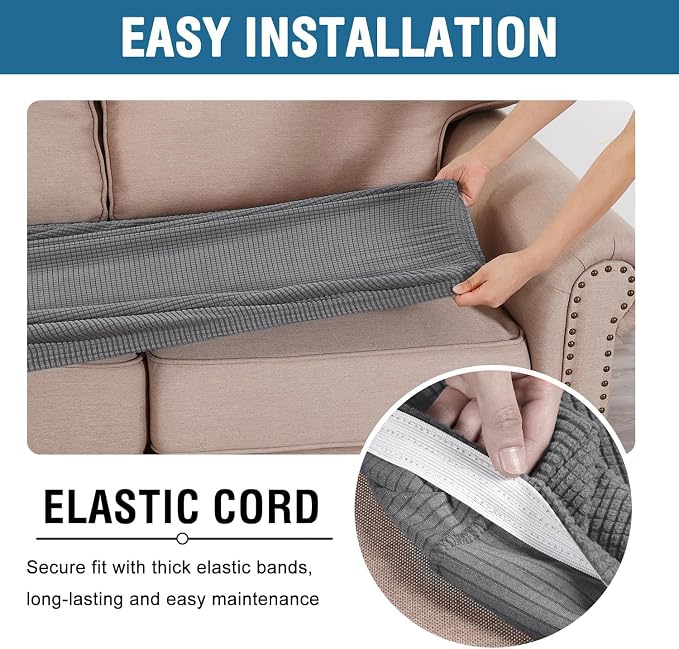 H.VERSAILTEX Super Stretch Individual Seat Cushion Covers Sofa Couch Slipcover - Image 5