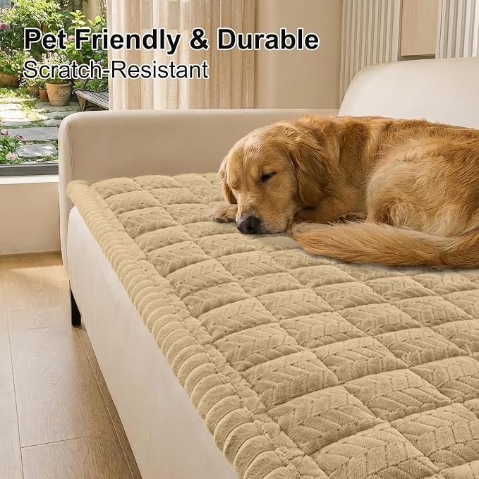 Smiry Couch Cover for Dogs, Non Slip Fuzzy Pet Sofa Arm Covers Washable | Sofa - Image 2
