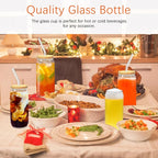 Glass Cups with Lids and Straws 20 Pcs 16 oz Ice Coffee Cup Skinny and Long Can Beer Cups Set Drinking Glasses with Bamboo Lids Reusable Glass Cups Ideal for Smoothies & Beverages