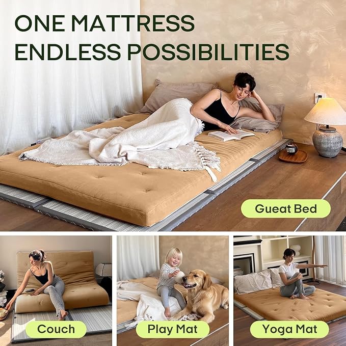 ZonLi Japanese Floor Futon Mattress Twin Size 75"x 39", 100% Cotton Cover 2.5'' - Image 4