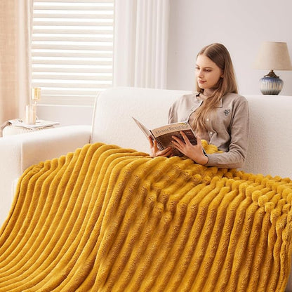 NEWCOSPLAY Fleece Ribbed Cozy King Blanket - Image 4