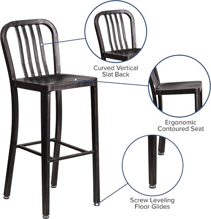 Flash Furniture Gael Commercial Grade 2 Pack 30" High Black-Antique Gold Metal - Image 5