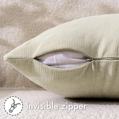 MIULEE Cream Chenille Couch Throw Pillow Covers, 18x18 | Set of 2, Soft - Image 3