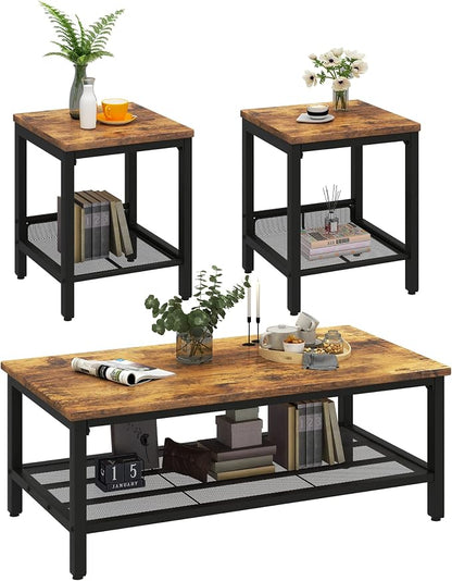 furlinkhm Coffee Table Set of 3, Industrial Coffee Table - Image 8