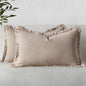 MIULEE Natural Linen Fringe Decorative Lumbar Throw Pillow Covers 12x20 | Set by MIULEE