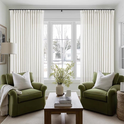 Beige White Pinch Pleated Extra Wide 108 Inch Long Curtains 100 Inch Wide | - Image 8