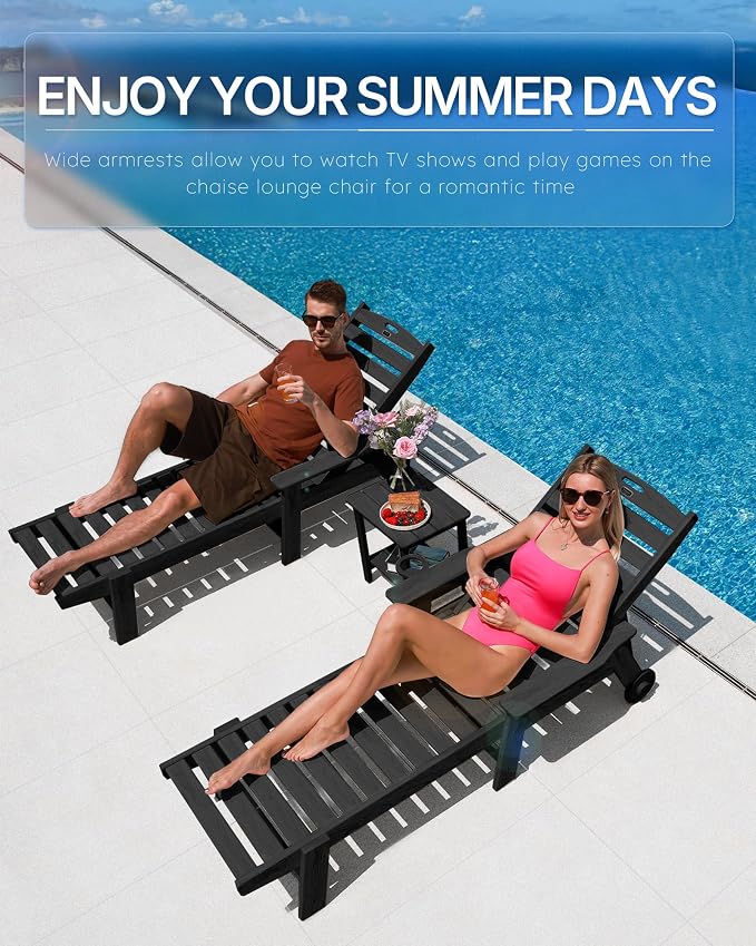 Patio Chaise Lounge Chair Set of 2, Oversize Lounge Chairs - Image 3