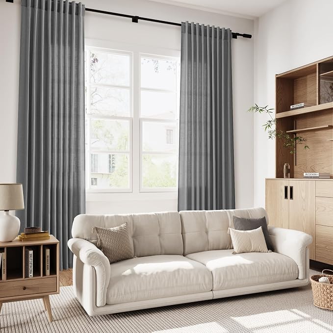 Blazer Grey Linen Curtains 72 Inch Long - Image 7