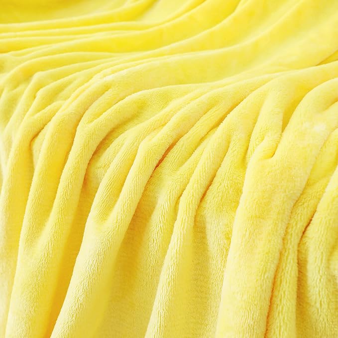 Yellow Fleece Plush Throw Blanket 90"x90"for Couch Sofa Fuzzy Cozy Flannel | - Image 6