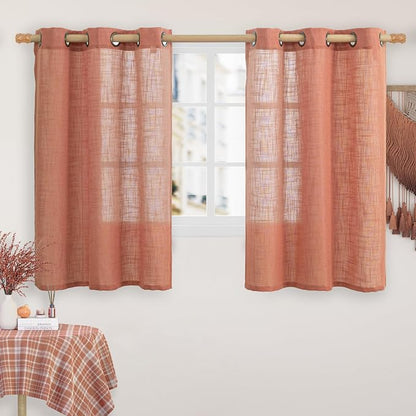 Natural Linen Semi Sheer Curtains 48 Inch by LAMIT