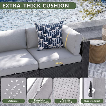 Aoxun 7 Piece Patio Furniture Set, Wicker Rattan Patio Sectional Sofa, Outdoor - Image 5