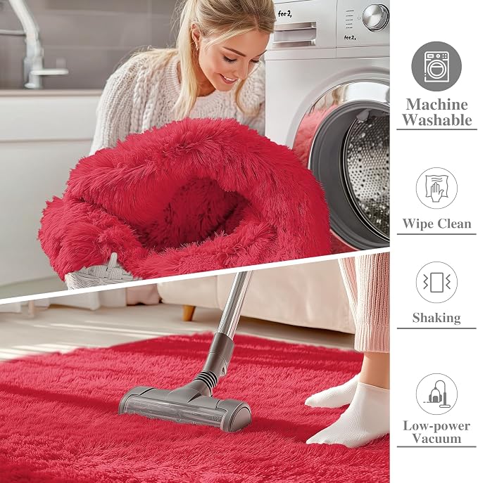 OLANLY Area Rugs for Living Room Bedroom, Machine Washable 4x5.9 ft Soft Fluffy - Image 2