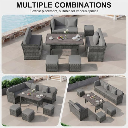 LOUVIXA 7 Pieces Patio Furniture Set, Outdoor Patio Furniture, Wicker - Image 3