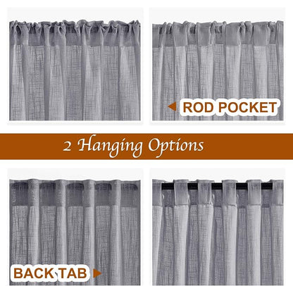 NICETOWN Sheer Curtains 84 inches Long Linen Look - Image 2