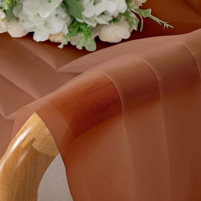 Chyhomenyc Orange Sheer Curtains 72 Inch Length 2 Panels, Light Filtering Soft - Image 3