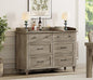 WAMPAT 6 Drawers Dresser for Bedroom, Farmhouse Wooden Chest of Drawers Baby by WAMPAT
