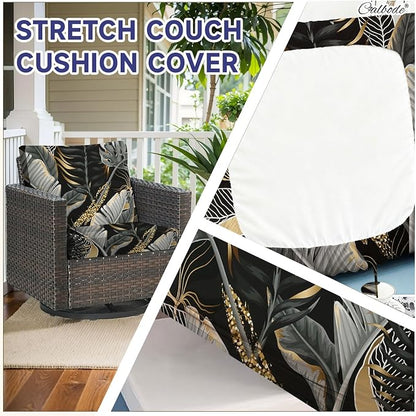 CALBODE 12 Pcs Stretch Outdoor Seat Cushion Covers, Indoor/Outdoor Couch Cover - Image 4
