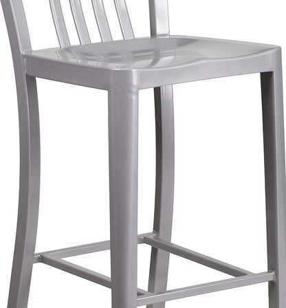 Flash Furniture Commercial Grade 30" High Silver Metal Indoor-Outdoor Barstool - Image 9