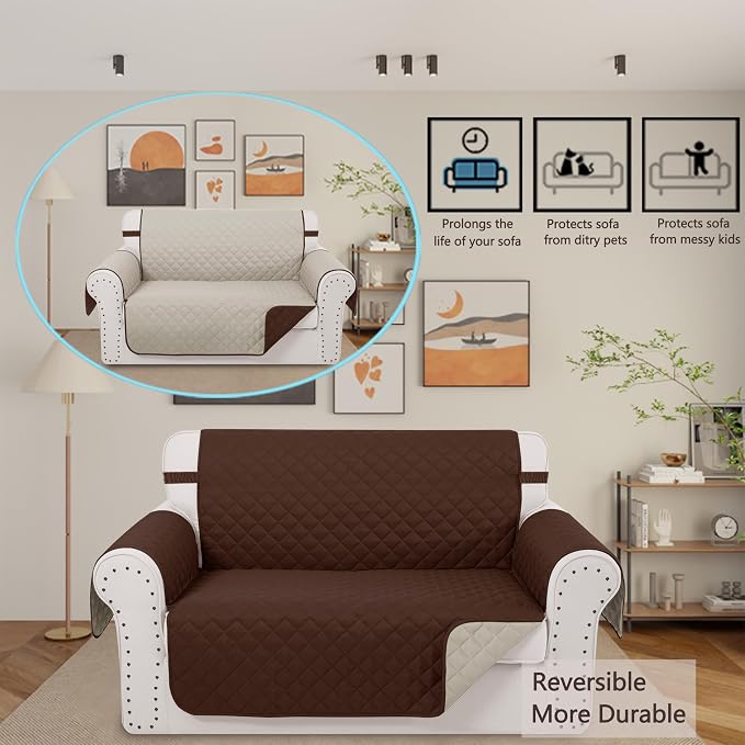 Reversible 45" Small Loveseat Sofa Covers, Friendly Furniture Protector - Image 2