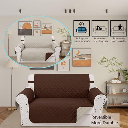 Reversible 45" Small Loveseat Sofa Covers, Friendly Furniture Protector - Image 2