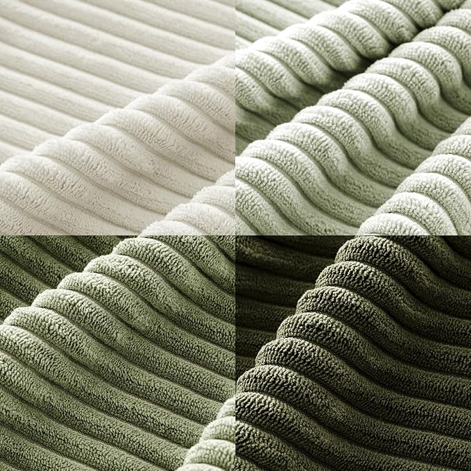MIULEE Soft Corduroy Decorative Throw Pillow Covers Light Green 18x18 | Set of 4 - Image 2