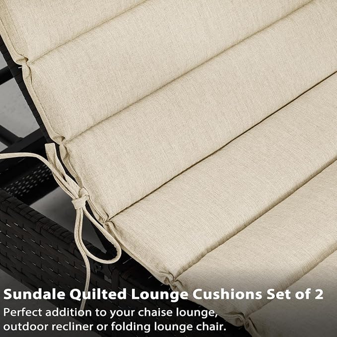 Sundale Outdoor Olefin Quilted Lounge Cushion Set of 4, Patio Foldable Chaise - Image 5