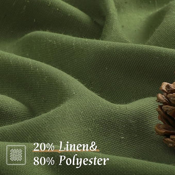 Olive Green Semi Sheer Linen Curtains 72 Inch Length - Image 2