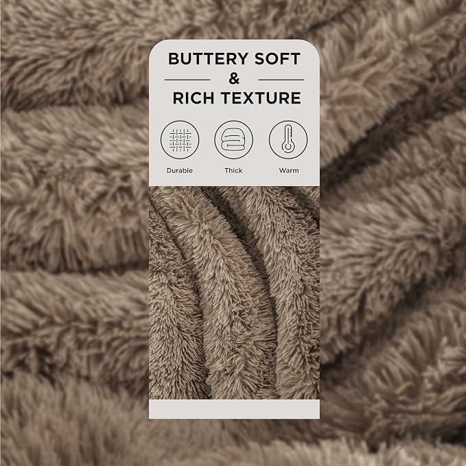 Bedsure GentleSoft Fluffy Brown King Size Blanket - Image 2