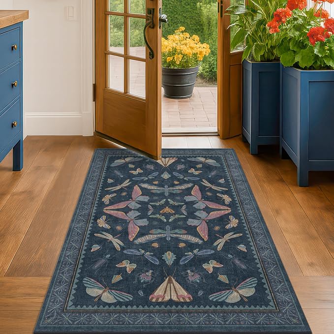 Washable 3x4 Entryway Rug, Non Slip Vintage Area Rug - Image 3