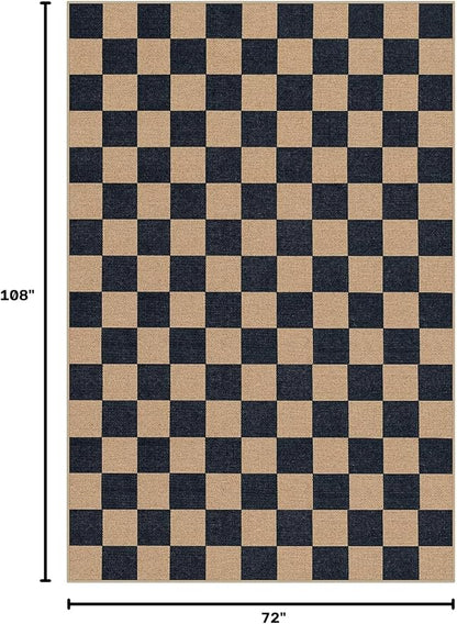 Lahome Checkered Easy Jute 6x9 Area Rugs, Outdoor Patio Rug Washable | - Image 2