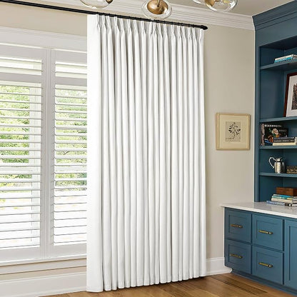 Beige White Pinch Pleated Blackout Linen 92 Inch Long Curtains 60 Inch Wide | - Image 7