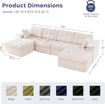 MAXYOYO 132" U Shaped Modular Sectional Sofa - Image 2