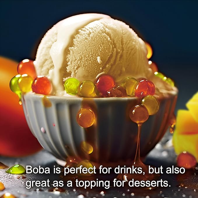 J WAY BOBA Authentic Instant Tapioca Boba Pearls for Milk Tea, Smoothies and Desserts, Tropical Fruit Flavor (Ready in Just 20 Seconds) - 5 Servings