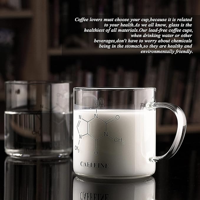LUXU Glass Coffee Tea Mugs Set of 2,Clear Coffee Cups for Hot or Cold Beverages,Large Wide Mouth Drinking Glasses,Great for Mocha,Latte,Milk,Cappuccino,Water and Juice -14 oz