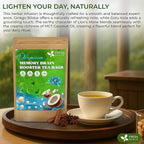 FreshDrinkUS, Memory Brain Booster Herbal Tea – 40 Tea Bags – Ginkgo Biloba, Gotu Kola, Lion's Mane & MCT Coconut Oil – Smooth, Earthy Flavor – Caffeine-Free – Daily Herbal Blend for Anytime Use