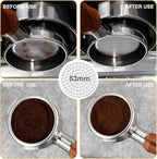 Espresso Accessories Kit 53mm, Spring Loaded Calibrated Espresso Tamper, Wdt Tool Espresso and Silicone Tamper Mat,Dosing Funnel, Coffee Puck Screen and 12 Replacement Needles Fit 53mm Portafilters