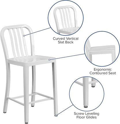 Flash Furniture Gael Commercial Grade 2 Pack 24" High White Metal - Image 5