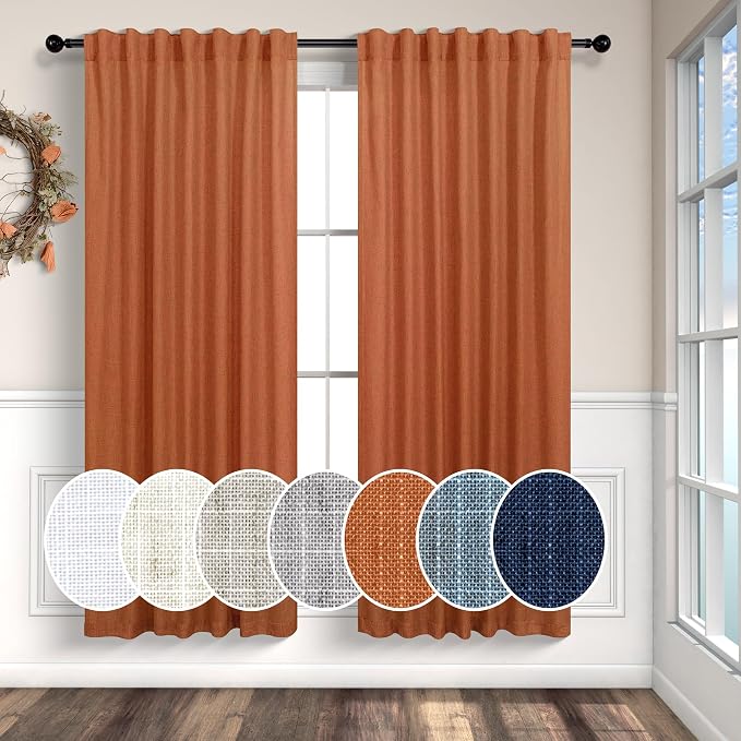 Orange Linen Curtains 72 Inch Length by Pitalk