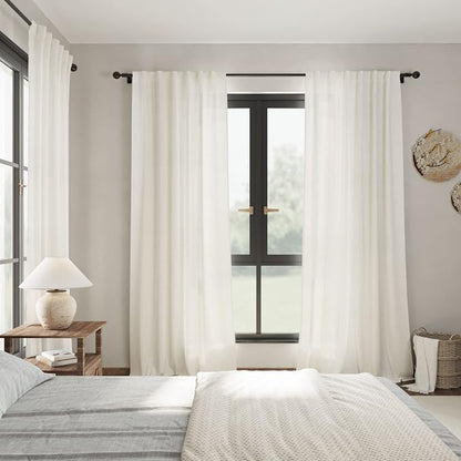 Cream Linen Curtains 80 inch Length - Image 7
