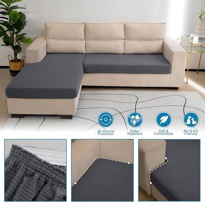 Water Repellent Couch Cushion Cover Loveseat Cover, Stretch Sectional Sofa Seat - Image 5