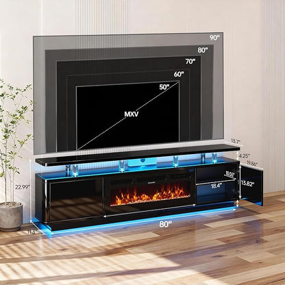 MXV 70" Fireplace TV Stand for TVs up to 80", Entertainment Center - Image 7