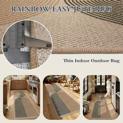 Lahome Enfys Modern Rainbow Easy Jute Rug, 2x8 Hallway Runner Washable Rugs - Image 4