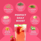 Yerba Mate Instant Tea Powder - Strawberry Kiwi, 4-in-1 Functional Blend, Supports Energy, Focus and Gut Health - Nootropic, Prebiotic & Probiotic Mix with Vitamin B3, B6 & B12 | 30 Servings