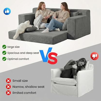 Convertible Sofa Bed, 5 in 1 Small Boneless Couch Pull Out Loveseat Sleeper Sofa - Image 6