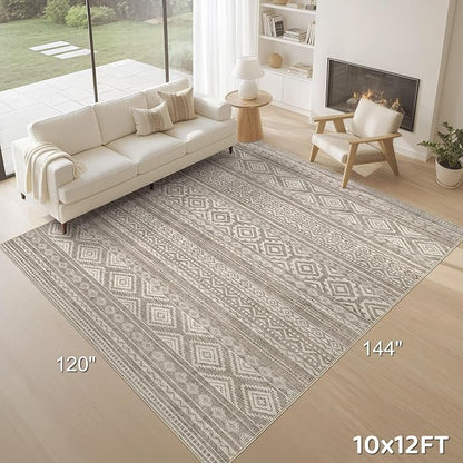 cotiled Boho 10x12 Area Rug for Living Room: Large Moroccan Washable Rug | - Image 9