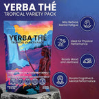 Yerba Mate Tea Powder 5 Mixed Tropical Fruit Flavors Clean Energy Drink Superfood - Support Gut Health, Probiotics and Prebiotics, Reduce Brain Fog, Relaxation & Focus Blend 30 sachets