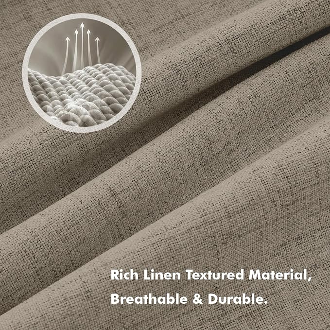 MIULEE 100% Blackout Linen Curtains 42 x 72 Inch Faux Linen 2 Panels | Thermal - Image 3