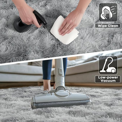 6x9 Large Tie-Dyed Grey Fluffy Area Rug Non-Slip - Image 5