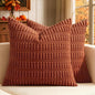 MIULEE Fall Corduroy Decorative Throw Pillow Covers 18x18 Rust Pack of 2 | by MIULEE