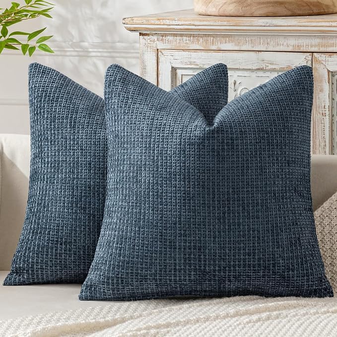 MIULEE Decorative Couch Throw Pillow Covers 18x18 Inch Navy Blue 2 Pack | by MIULEE
